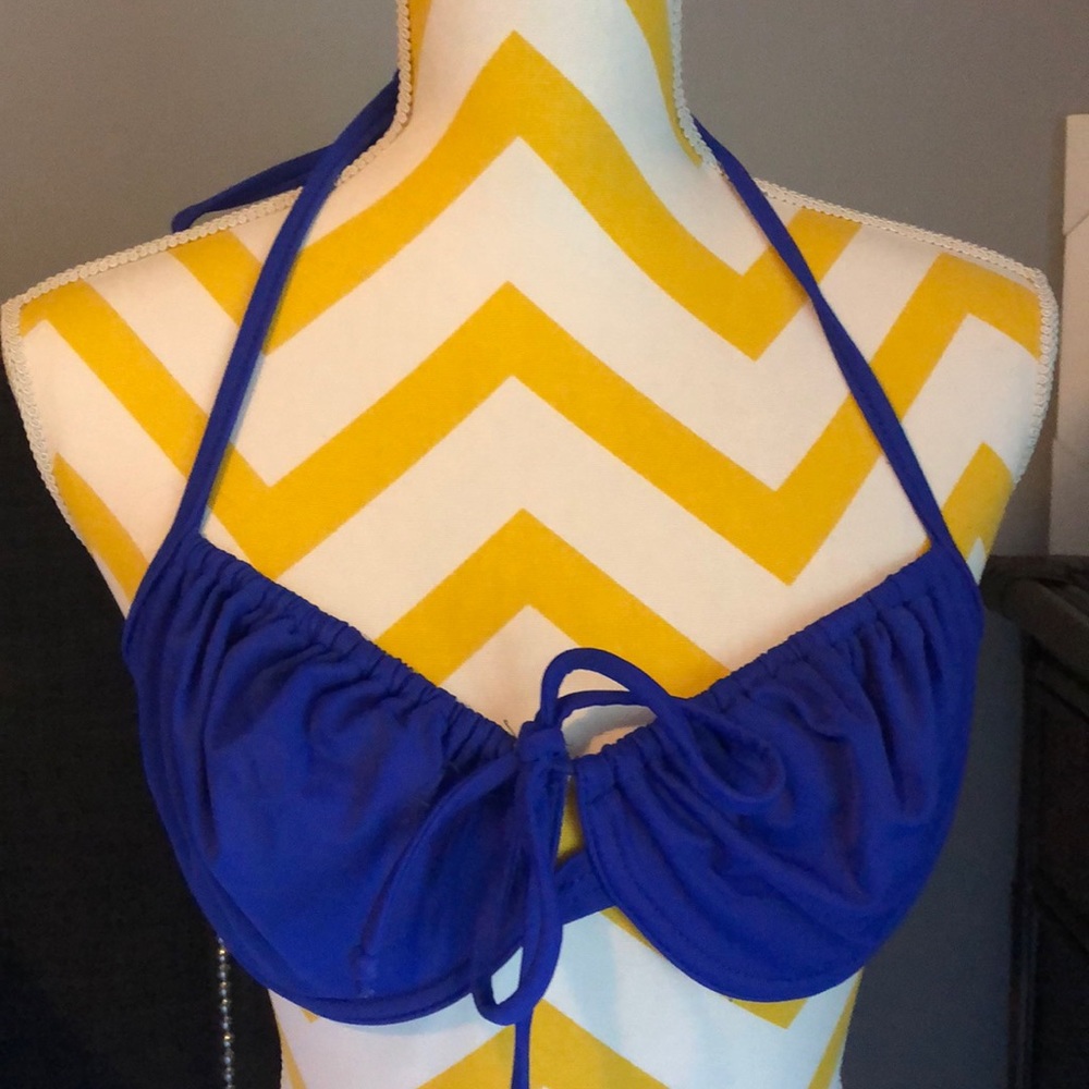 Blue Underwire Bathing Suit Top